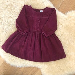 Burgundy corduroy toddler dress